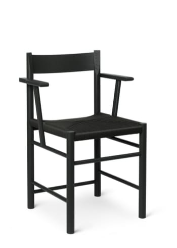 Brdr. Krüger - Ruokailutuoli - F Spisebordsstol med armlæn - Ask Sortlakeret, Sort Polyester Fletsæde