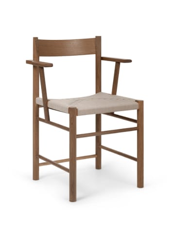 Brdr. Krüger - Cadeira de jantar - F Spisebordsstol med armlæn - Eg Røget Klar Voks Olieret, Hør Fletsæde