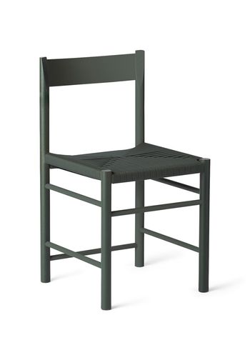 Brdr. Krüger - Stol - F-Chair - Ask Mørkegrønlakeret / Mørkegrøn Polyester Fletsæde