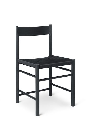 Brdr. Krüger - Stuhl - F-Chair - Ash Black Lacquered / Black Polyester Braided Seat