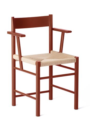 Brdr. Krüger - Stuhl - F-Chair w/ Armrest - Ash Red Lacquered / Paper Braid