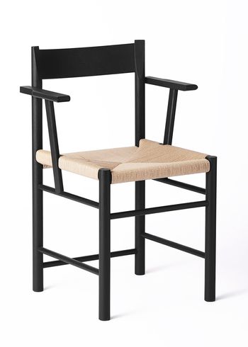 Brdr. Krüger - Stol - F-Chair m/ Armlæn - Ask Sortlakeret / Papirflet