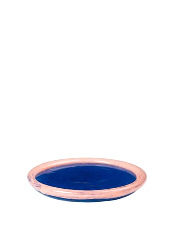 Broste CPH - Candle tray - Lysfad 'Hula' Glas - Intense Blue/Pale Blush - Large