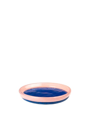 Broste CPH - Candle tray - Lysfad 'Hula' Glas - Intense Blue/Pale Blush - Small