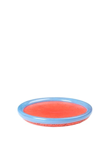 Broste CPH - Candle tray - Lysfad 'Hula' Glas - Pumpkin Orange/Pigeon Blue - Large