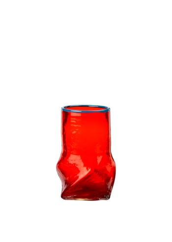 Broste CPH - Vaas - Vase 'Ellen' Mundblæst Glas - Red/Pigeon Blue