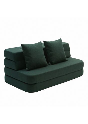 By KlipKlap - Sofa - KK 3 fold sofa w. buttons - Deep Green w/ Light Green