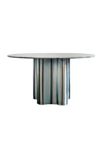 CAIA LEIFSDOTTER DESIGN STUDIO - Bordsben - Silver Root Dining Table - Bianco Carrara Marble / Brushed Stainless Steel