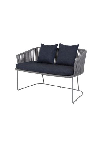Cane-line - Bench - Moments Bench - Frame: Grey Cane-line Soft Rope / Cushion: Dark Blue Selected PP