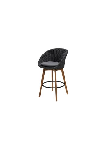 Cane-line - Bar stool - Peacock bar chair - Frame: Cane-line Soft Rope, Dark Grey / Cushion: Cane-line Natté, Grey