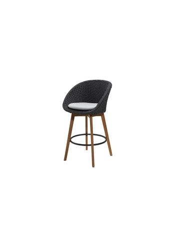 Cane-line - Bar stool - Peacock bar chair - Frame: Cane-line Soft Rope, Dark Grey / Cushion: Cane-line Natté, Light Grey