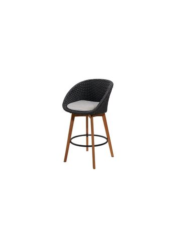 Cane-line - Bar stool - Peacock bar chair - Frame: Cane-line Soft Rope, Dark Grey / Cushion: Selected PP, Light Grey