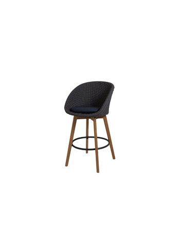 Cane-line - Bar stool - Peacock bar chair - Frame: Cane-line Soft Rope, Dark Grey / Cushion: Selected PP, Dark Blue