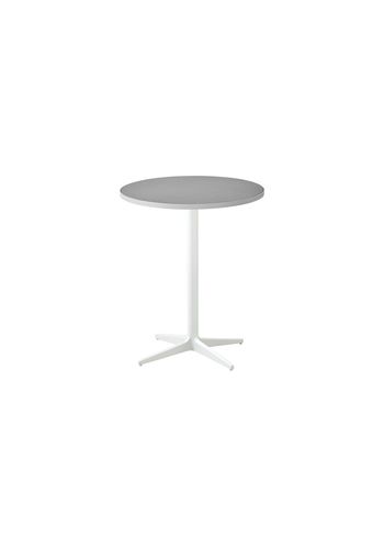 Cane-line - Mesa de jardim - Drop Cafe Table Ø60 - Frame: White / Tabletop: White Aluminium/Light Grey Ceramic