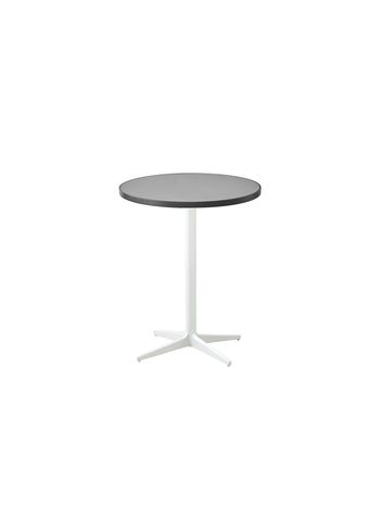 Cane-line - Bord - Drop Cafébord Ø60 - Stel: Hvid / Bordplade: Lavegrå Aluminium/Lysegrå Keramik