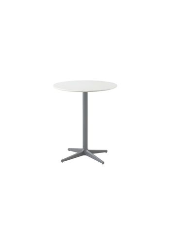 Cane-line - Puutarhapöytä - Drop Cafe Table Ø60 - Frame: Light Grey / Tabletop: White Aluminum
