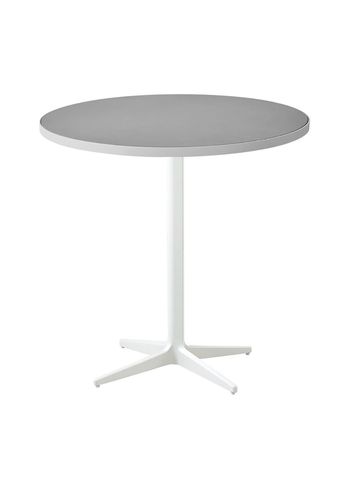 Cane-line - Bord - Drop Cafébord Ø75 - Stel: Hvid / Bordplade: Hvid Aluminium/Lysegrå Keramik