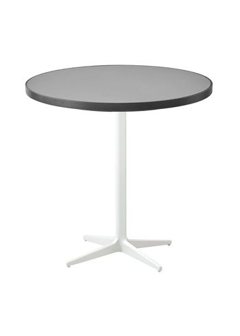 Cane-line - Bord - Drop Cafébord Ø75 - Stel: Hvid / Bordplade: Lavegrå Aluminium/Lysegrå Keramik