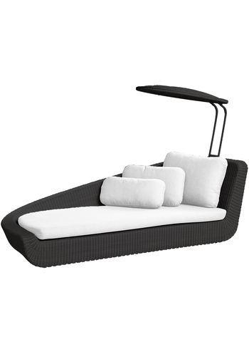 Cane-line - Daybed - Savannah daybed inkl. parasol - Right - Frame: Weave, Black/Cushions: White