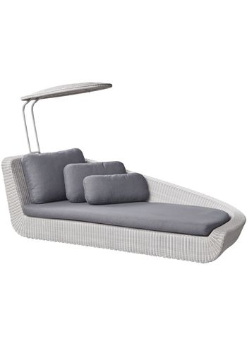 Cane-line - Daybed - Savannah daybed inkl. parasol - Left - Frame: Weave, White grey/Cushion: Grey