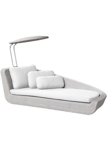 Cane-line - Daybed - Savannah daybed inkl. parasol - Left - Frame: Weave, White grey/Cushion: White