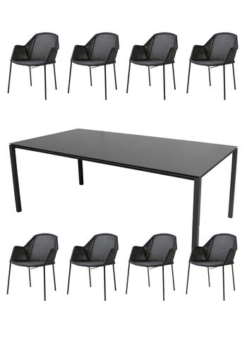 Cane-line - Havemøbelsæt - 1 Pure table og 8 Breeze 5464 stole - Sort