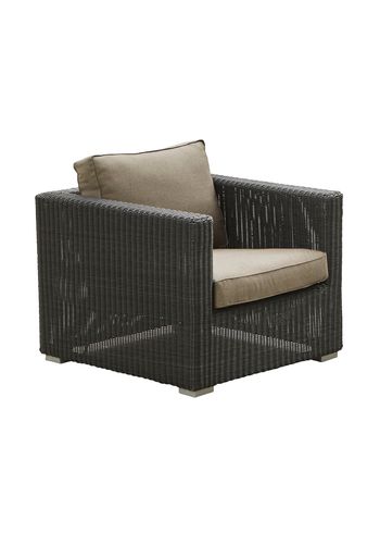 Cane-line - Armchair - Chester Lounge Chair - Frame: Cane-line Weave, Graphite / Cushion: Cane-line Natté, Brown