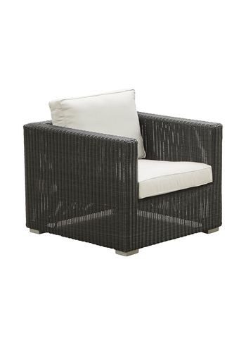 Cane-line - Armchair - Chester Lounge Chair - Frame: Cane-line Weave, Graphite / Cushion: Cane-line Natté, White