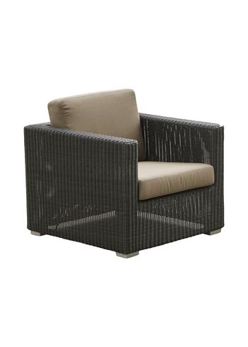 Cane-line - Armchair - Chester Lounge Chair - Frame: Cane-line Weave, Graphite / Cushion: Cane-line Natté, Taupe