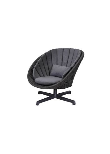 Cane-line - Lounge stoel - Peacock lounge drejestol - Frame: Cane-line Soft Rope, Dark grey / Cushion Set: Cane-line Natté, Grey w/QuickDry foam