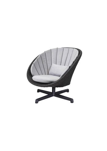 Cane-line - Lounge stoel - Peacock lounge drejestol - Frame: Cane-line Soft Rope, Dark grey / Cushion Set: Cane-line Natté, Light grey