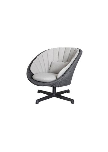 Cane-line - Armchair - Peacock lounge drejestol - Frame: Cane-line Soft Rope, Dark grey / Cushion Set: Selected PP, Light grey