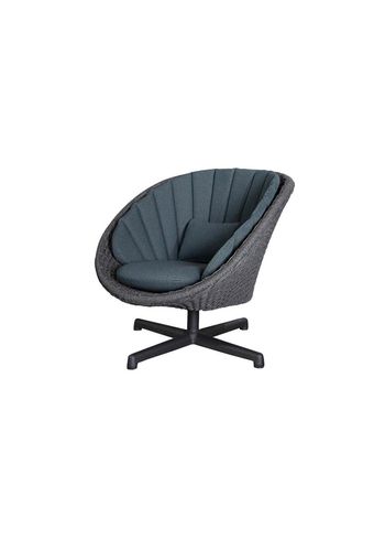Cane-line - Lounge stoel - Peacock lounge drejestol - Frame: Cane-line Soft Rope, Dark grey / Cushion Set: Selected PP, Dark blue