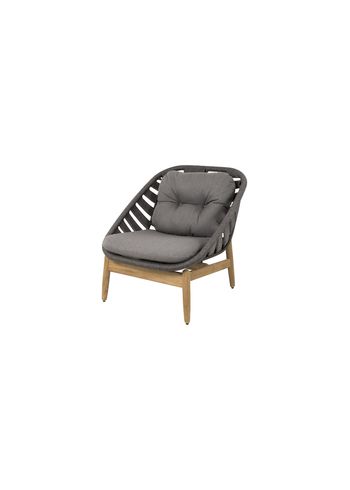 Cane-line - Lounge stoel - Strington lounge chair w/teak base - Cane-line Soft Rope / Dark grey / Teak legs
