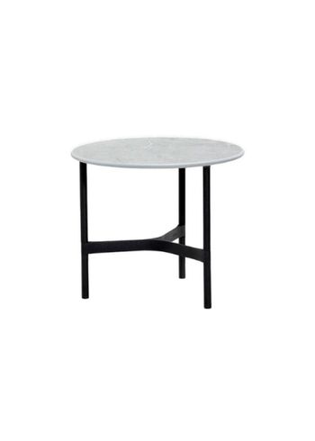 Cane-line - Table lounge - Twist Coffee Table - Small - Base: Light Grey, Aluminium / Top: HPL, Dark Grey Structure