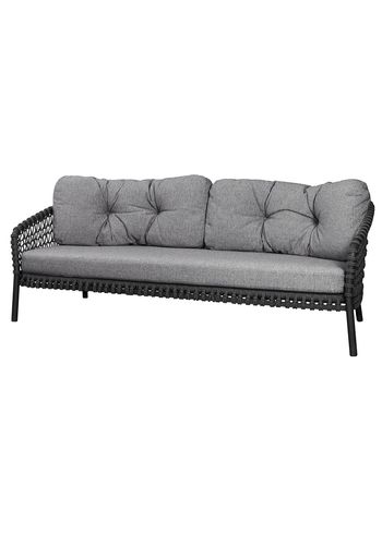 Cane-line - Loungesofa - Ocean Large 3-pers. Sofa - Frame: Cane-line Soft Rope, Dark Grey / Cushion: Dark Grey, Cane-line Wove