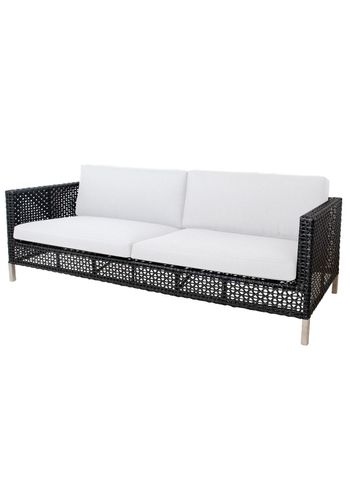 Cane-line - Lounge sofa - Connect 3 Seater - Sofa: Black/Graphite Cane-line Weave / Cushions: White Cane-line Natté
