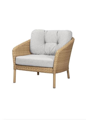 Cane-line - Lounge chair - Ocean Large Lounge Chair - Frame: Natural, Cane-line Flat Weave / Cushion: Light brown, Cane-line Wove