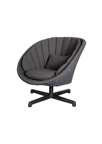 Cane-line - Cadeira de banho - Peacock Lounge Swivel Chair - Aluminium - Frame: Cane-line Soft rope - Aluminium, Black / Cushion: Dark Grey, Cane-line Focus