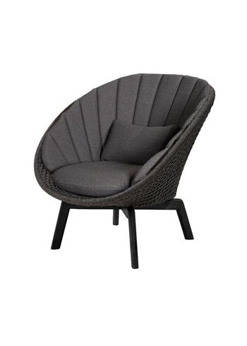 Cane-line - Loungestol - Peacock lounge chair UDENDØRS - Aluminium - Frame: Cane-line Soft rope - Aluminium, Black / Cushion: Dark, Grey, Cane-line Focus