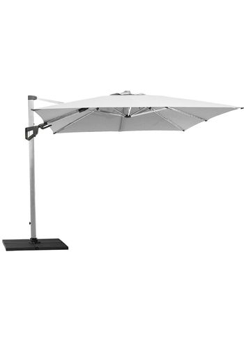 Cane-line - Parasol - Hyde luxe Tilt Parasol inkl. fod - Aluminium m. støvet hvid stof og anodiseret parasolstolpe - B300