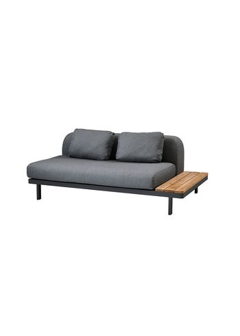 Cane-line - Couch - Cane-line 2 seater sofa module - Sofa: Grey Cane-line AirTouch / Back: Grey Cane-line AirTouch / Side: Teak