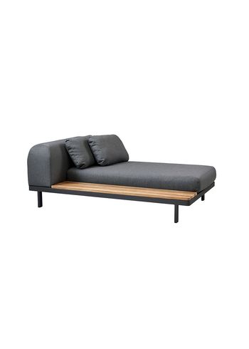 Cane-line - Couch - Cane-line 2 seater sofa module - Sofa: Light Grey Cane-line AirTouch / Back: Teak / Side: Light Grey Cane-line AirTouch