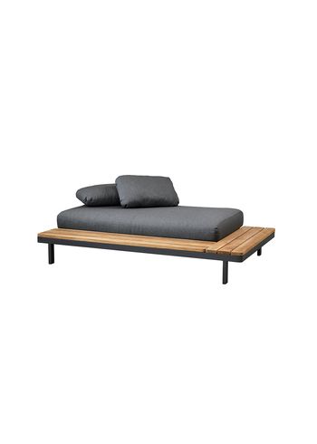 Cane-line - Couch - Cane-line 2 seater sofa module - Sofa: Grey Cane-line AirTouch / Back: Teak / Side: Teak