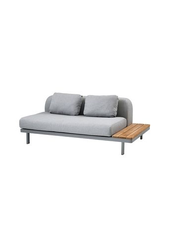 Cane-line - Canapé lounge - Space 2 seater sofa module - Sofa: Light Grey Cane-line AirTouch / Back: Light Grey Cane-line AirTouch / Side: Teak