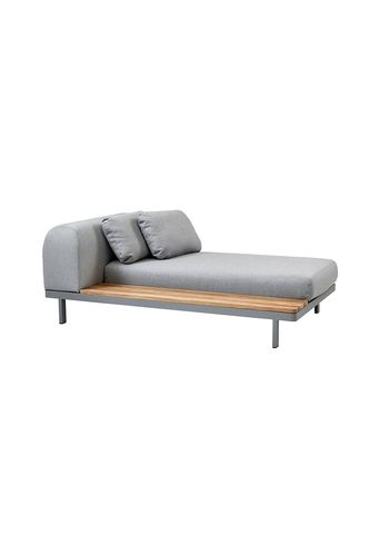 Cane-line - Couch - Cane-line 2 seater sofa module - Sofa: Light Grey Cane-line AirTouch / Back: Teak / Side: Light Grey Cane-line AirTouch