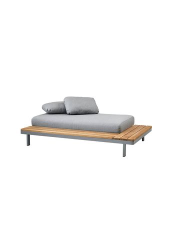 Cane-line - Couch - Cane-line 2 seater sofa module - Sofa: Light Grey Cane-line AirTouch / Back: Teak / Side: Teak