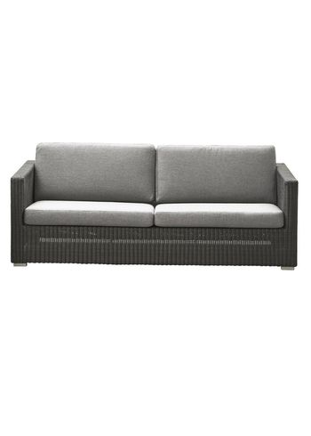 Cane-line - Sofa - Chester 3 seater - Frame: Cane-line Weave, Graphite / Cushion: Cane-line Natté, Light Grey