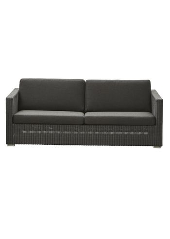 Cane-line - Couch - Chester 3 seater - Frame: Cane-line Weave, Graphite / Cushion: Cane-line Natté, Black