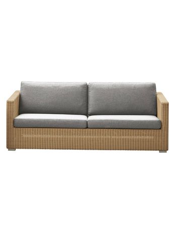Cane-line - Couch - Chester 3 seater - Frame: Cane-line Weave, Natural / Cushion: Cane-line Natté, Light Grey